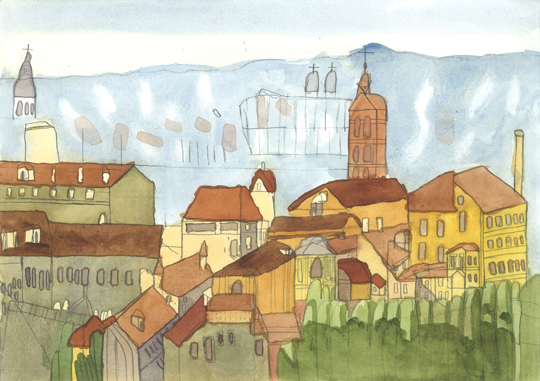 View of a distant village